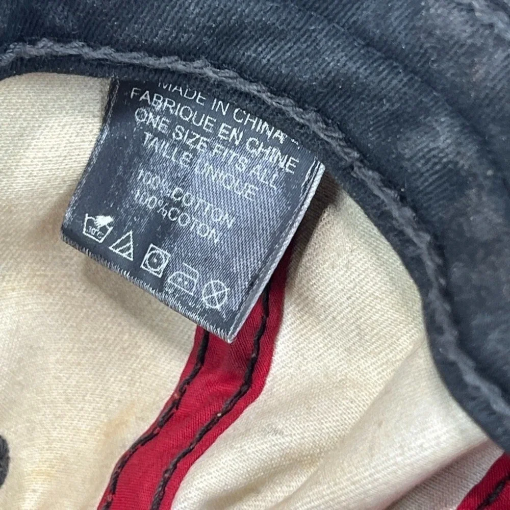 True Religion Waxed Cotton Spellout Logo Baseball Hat‎ Leather Strapback